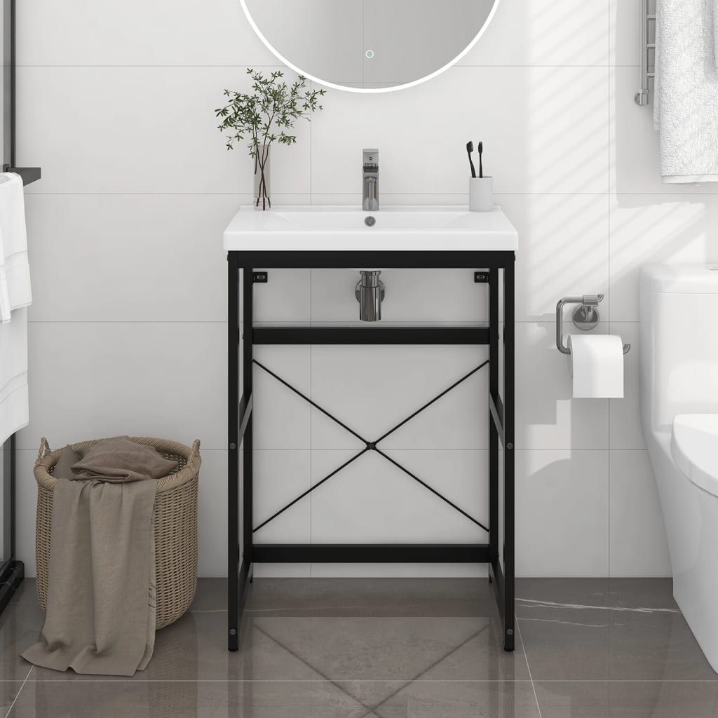 Bathroom Washbasin Frame Black 59x38x83 cm Iron - The Home Maker