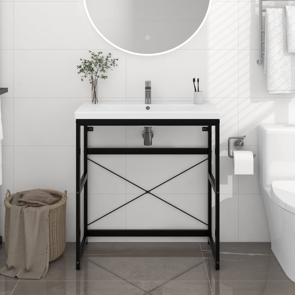 Bathroom Washbasin Frame Black 79x38x83 cm Iron - Merkel Designers