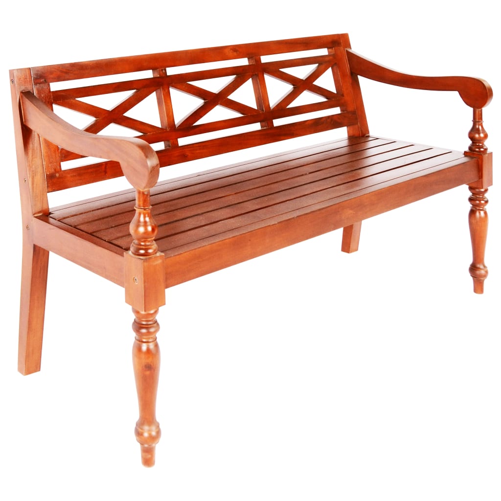 Batavia Bench 123 cm Solid Mahogany Wood Dark Brown - Merkel Designers