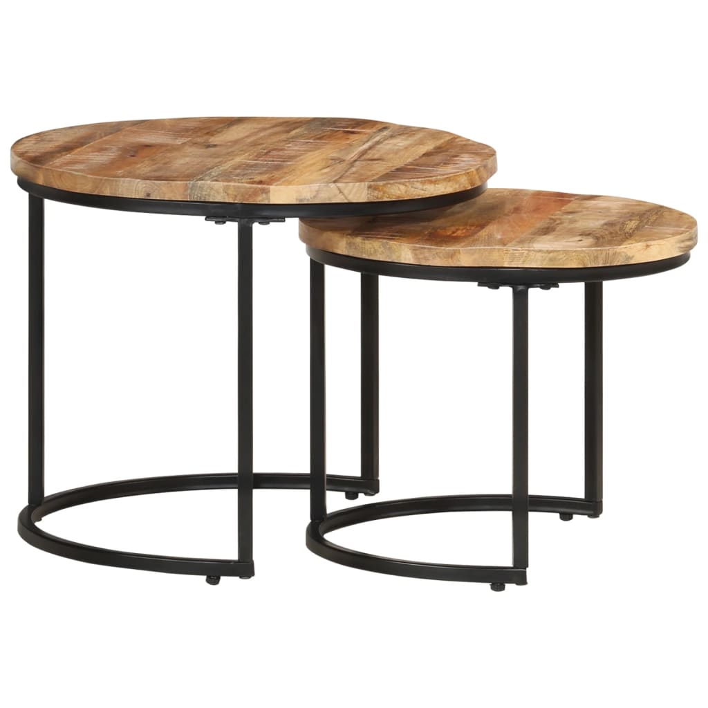 Nesting Tables 2 pcs Rough Mango Wood - Discount Dealers