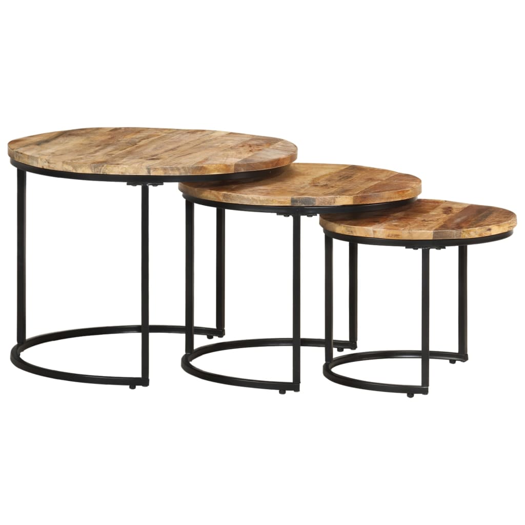Nesting Tables 3 pcs Rough Mango Wood - Style and Chic