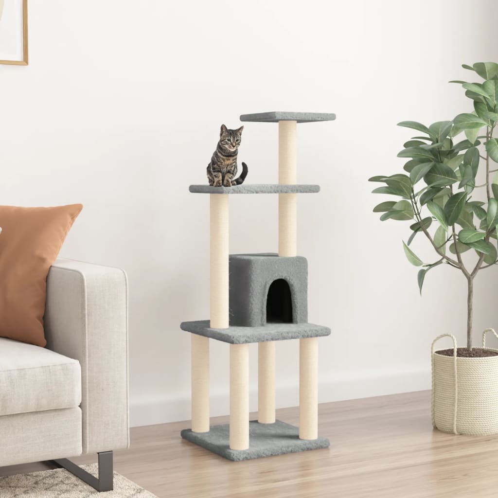 Cat Tree with Sisal Scratching Posts Light Grey 105 cm - Design Hut