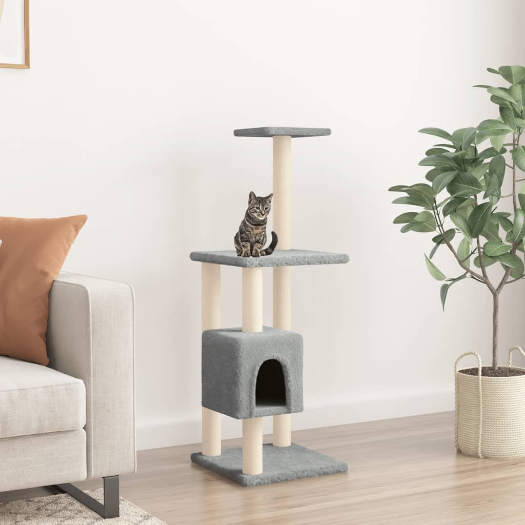 Cat Tree with Sisal Scratching Posts Light Grey 104 cm - R and M Furniture