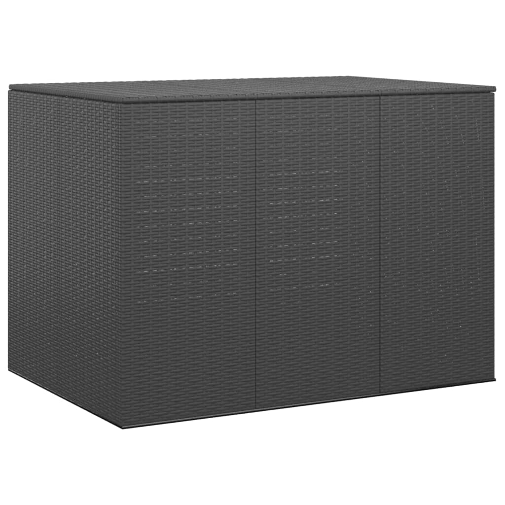 Garden Cushion Box PE Rattan 145x100x103 cm Black - Unbeatable Bargains
