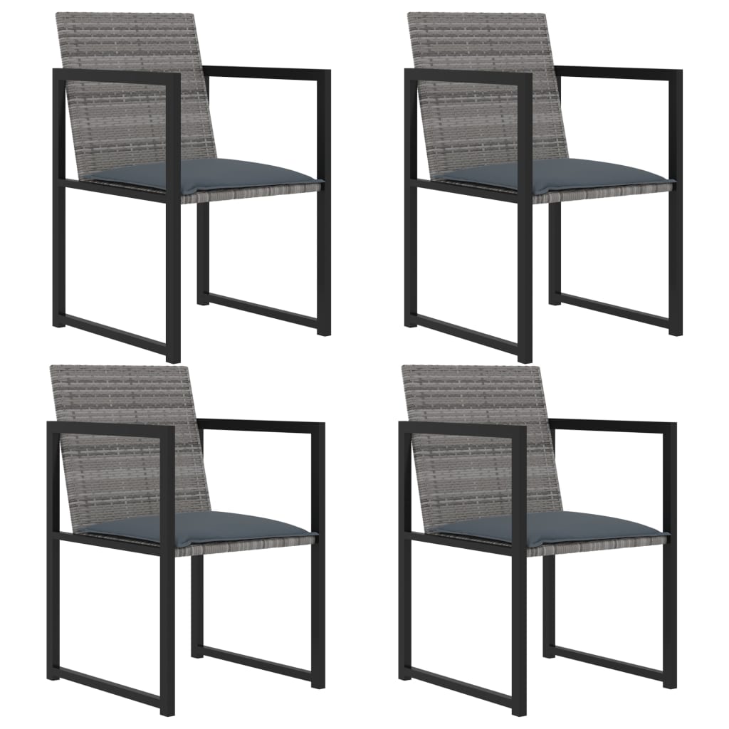 5 Piece Outdoor Dining Set with Cushions Poly Rattan Grey - Sid & Sam