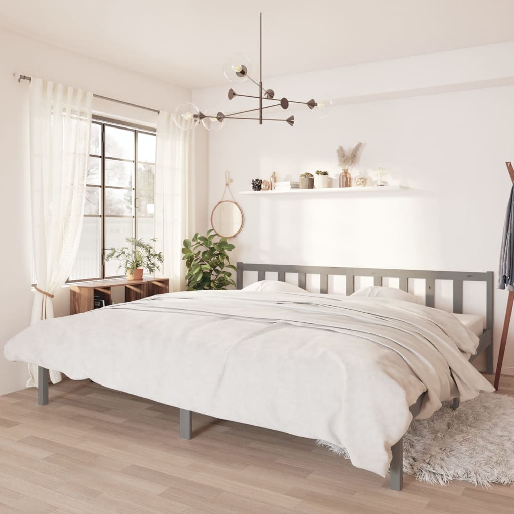Bed Frame Grey Solid Pinewood 200x200 cm - Millennium Furniture