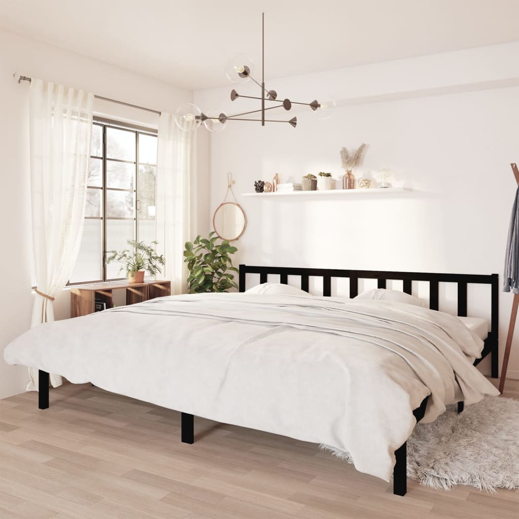 Bed Frame Black Solid Pinewood 200x200 cm - All Things Good