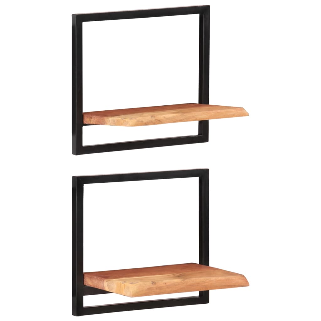 Wall Shelves 2 pcs 40x24x35 cm Solid Wood Acacia and Steel - All Things Good
