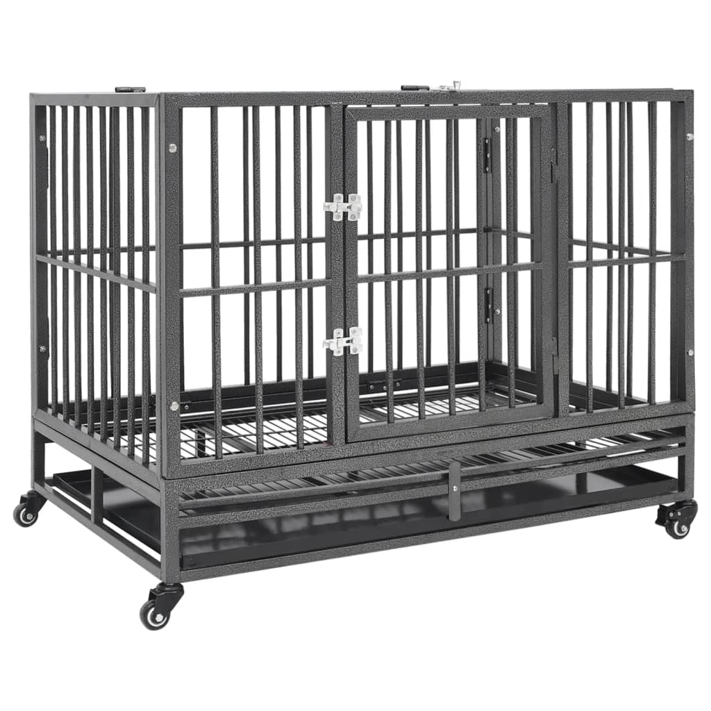 Dog Cage with Wheels Steel 92x62x76 cm - All Things Good