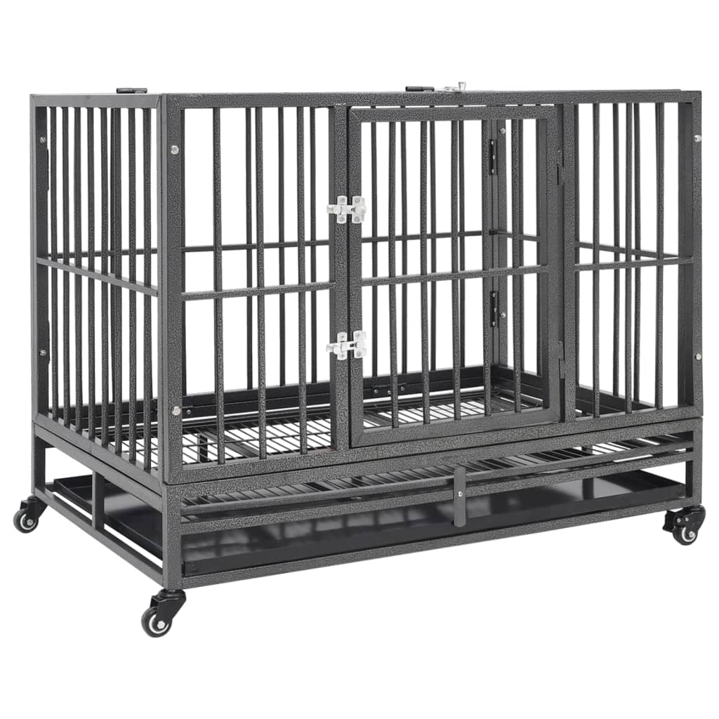 Dog Cage with Wheels Steel 102x72x85 cm - Discount Dealers