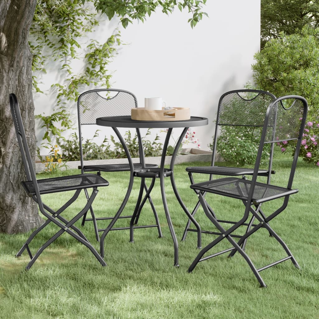 Folding Garden Chairs 4 pcs Expanded Metal Mesh Anthracite - Design Hut