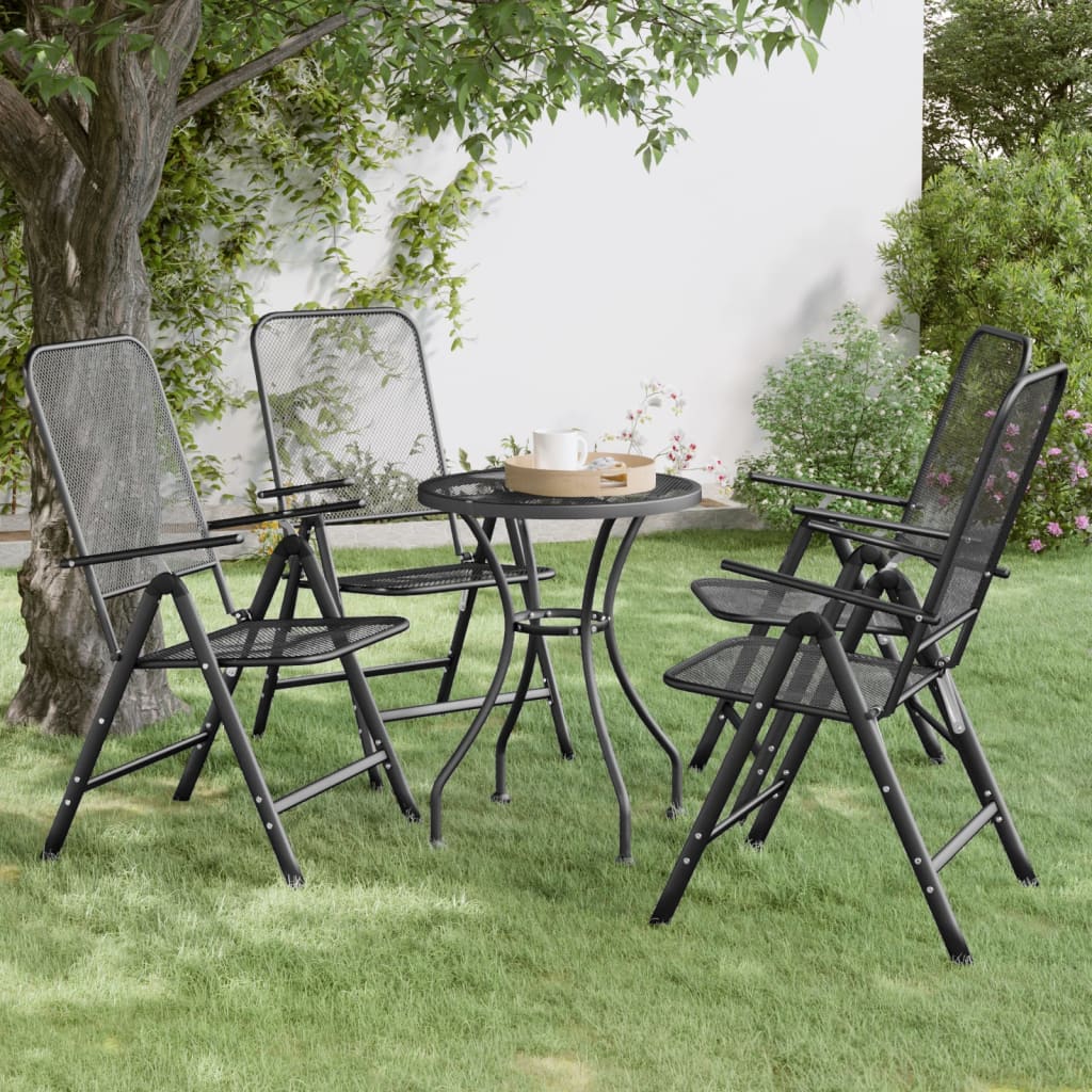 Folding Garden Chairs 4 pcs Expanded Metal Mesh Anthracite - Unbeatable Bargains