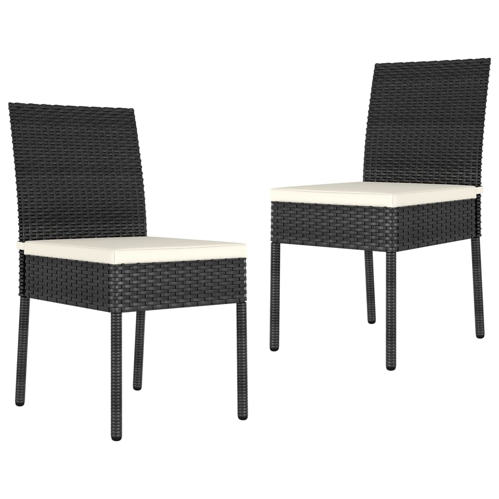 Garden Dining Chairs 2 pcs Poly Rattan Black - All Things Good