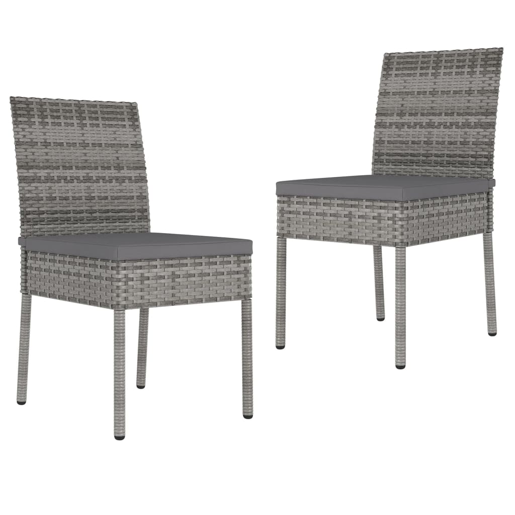 Garden Dining Chairs 2 pcs Poly Rattan Grey - Merkel Designers