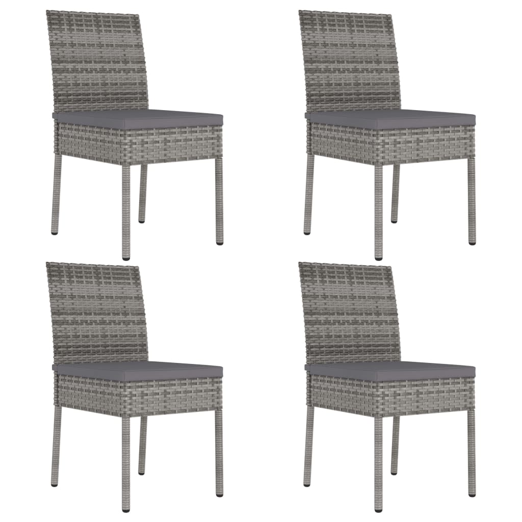 Garden Dining Chairs 4 pcs Poly Rattan Grey - The Home Maker