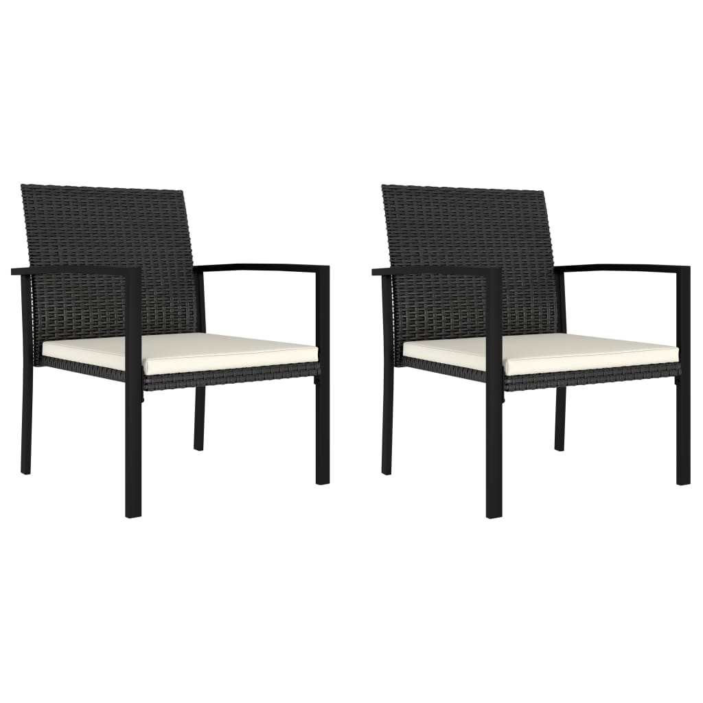 Garden Dining Chairs 2 pcs Poly Rattan Black - All Things Good