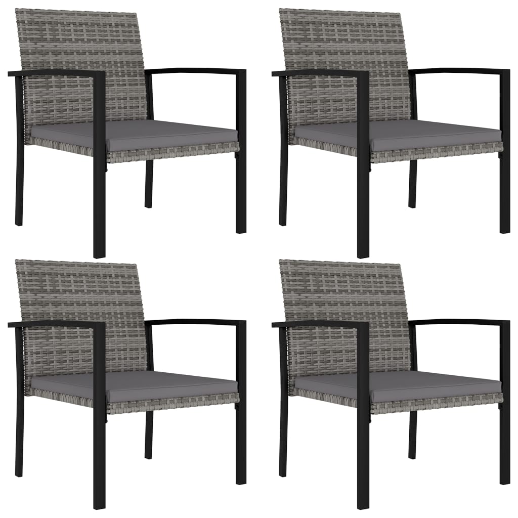 Garden Dining Chairs 4 pcs Poly Rattan Grey - Discount Dealers