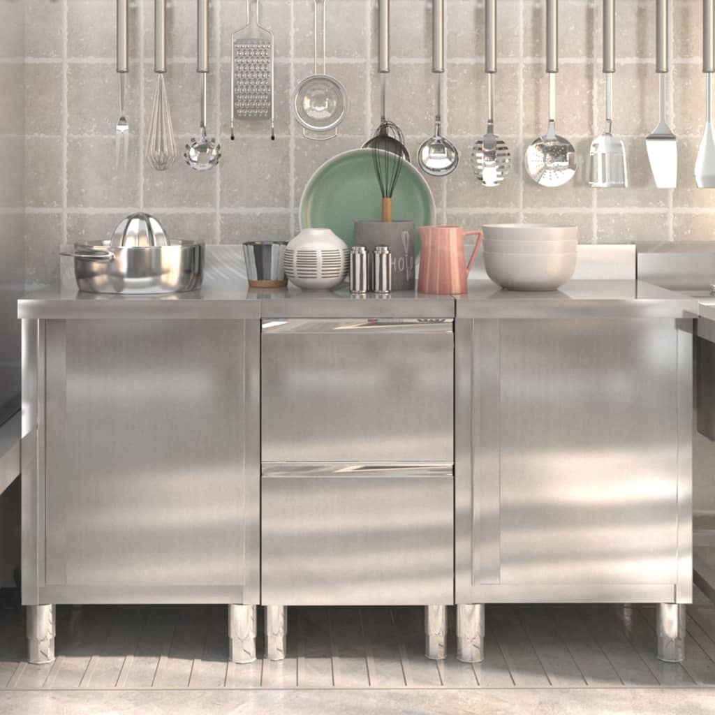 Commercial Kitchen Cabinets 3 pcs Stainless Steel - Style and Chic