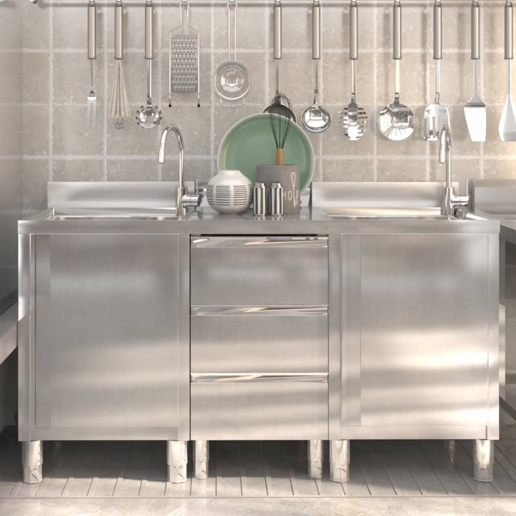 Commercial Kitchen Cabinets 3 pcs Stainless Steel - Merkel Designers