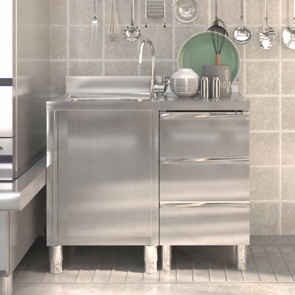 Commercial Kitchen Cabinets 2 pcs Stainless Steel - The Home Maker