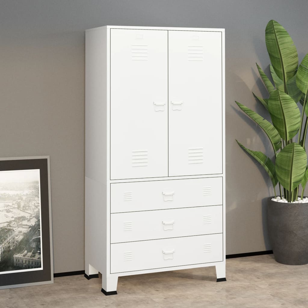 Wardrobe - ALICE 2 Door Wardrobe White 90cm - Decor Base