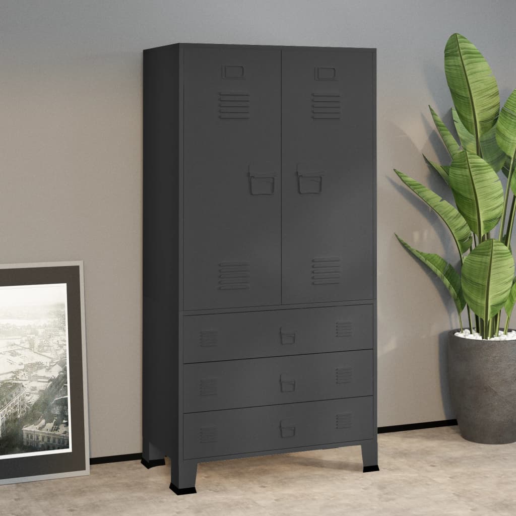 Wardrobe - ALICE 2 Door Wardrobe Anthracite 90cm - Merkel Designers