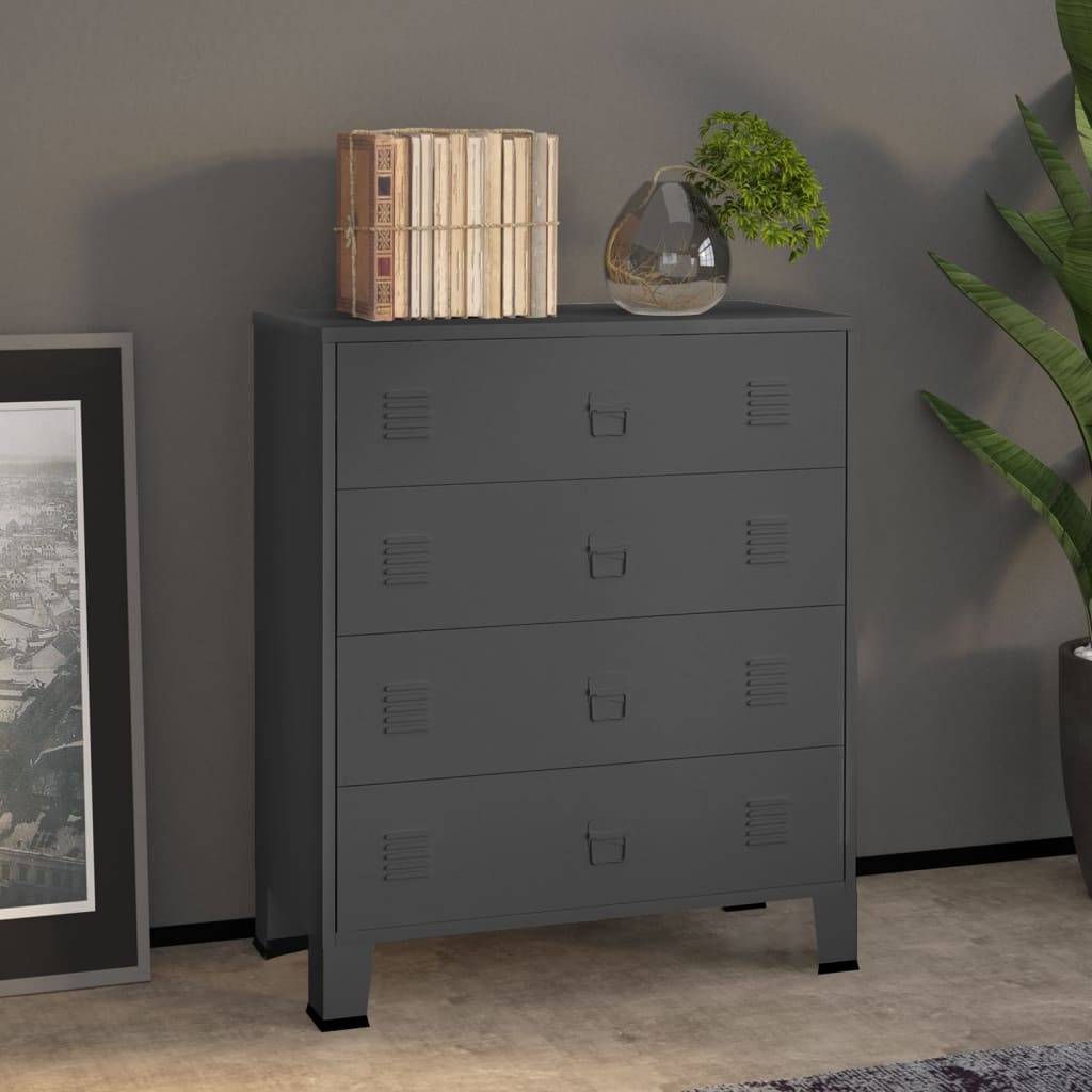 GLOUCESTER Grey Chest of Drawers - Medium-sized, 4 Drawers - Unbeatable Bargains