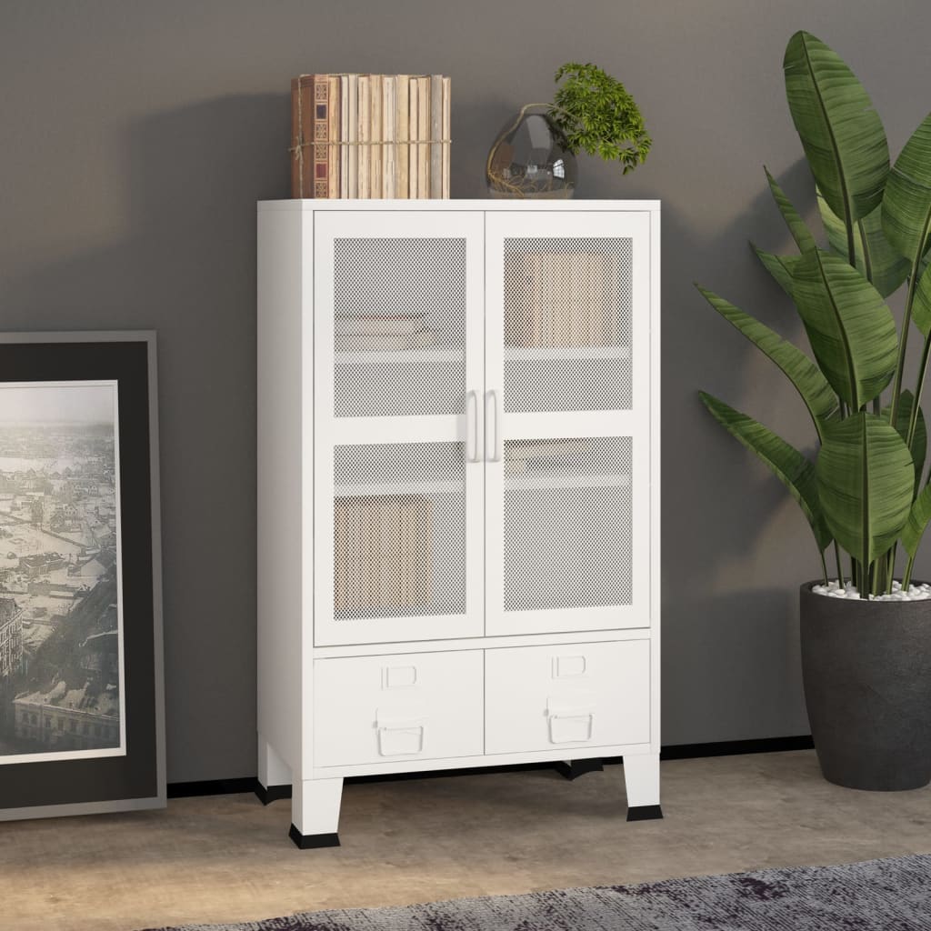 Industrial Storage Chest White Metal - Merlin Deals