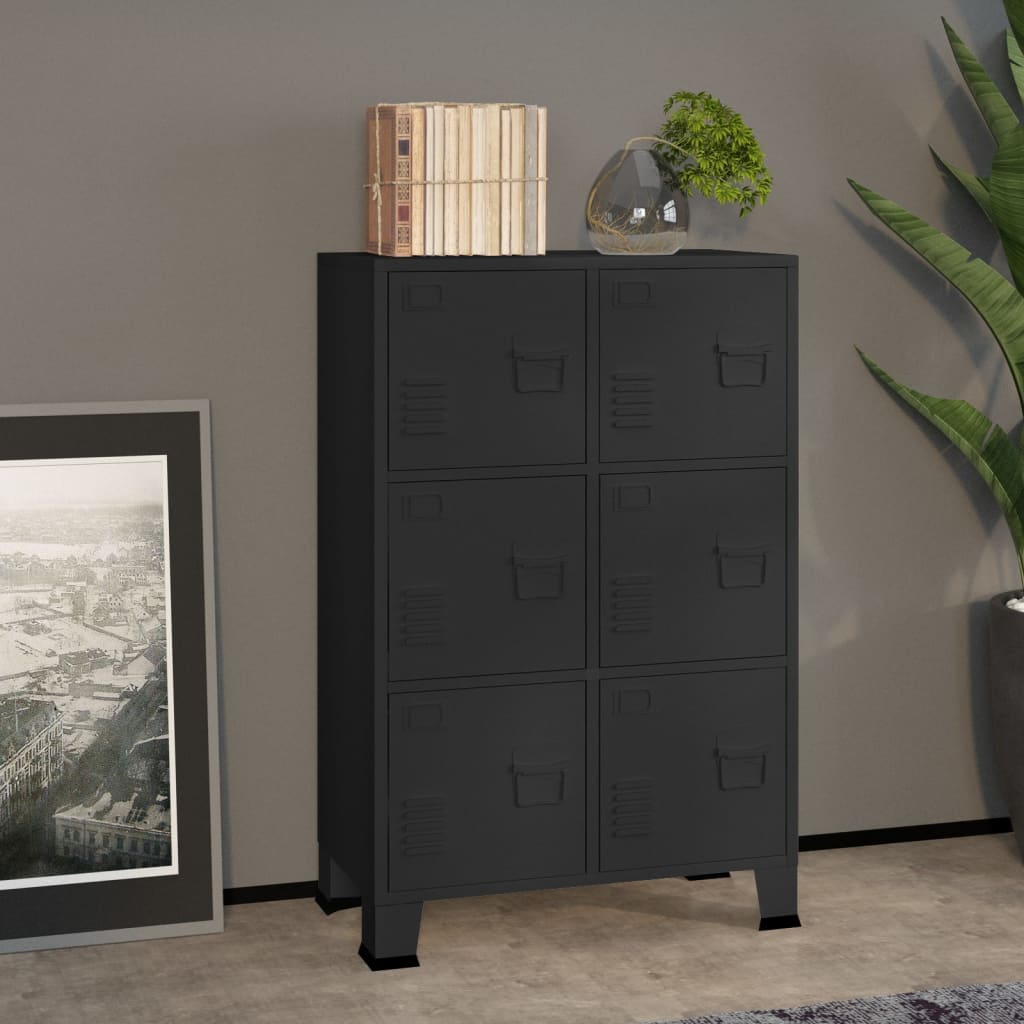 Industrial Storage Chest Black 75x40x115 cm Metal - The Home Maker