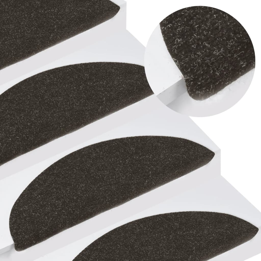Stair Mats Self-adhesive 15 pcs 56x17x3 cm Black - Discount Dealers