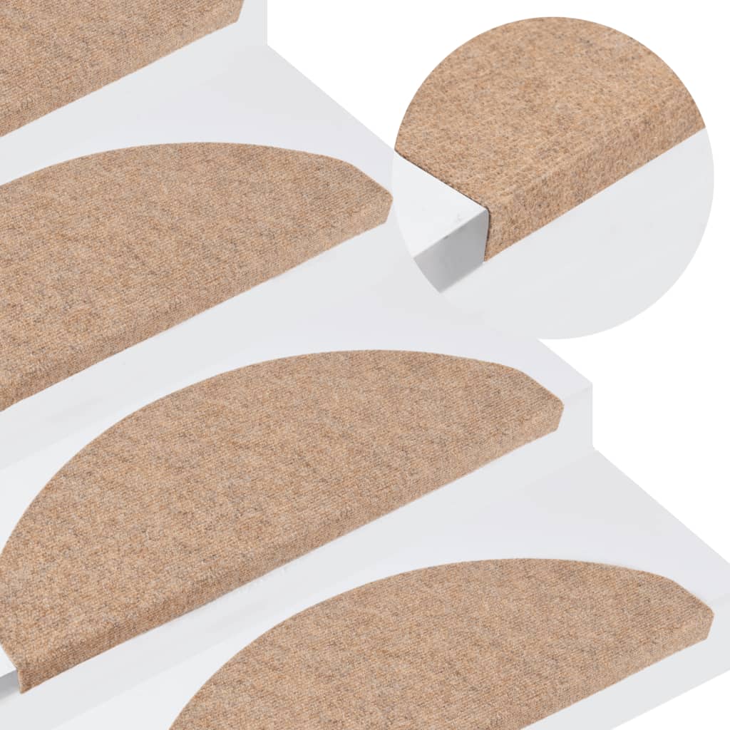 Stair Mats Self-adhesive 15 pcs 65x22.5x3.5 cm Beige - Merkel Designers