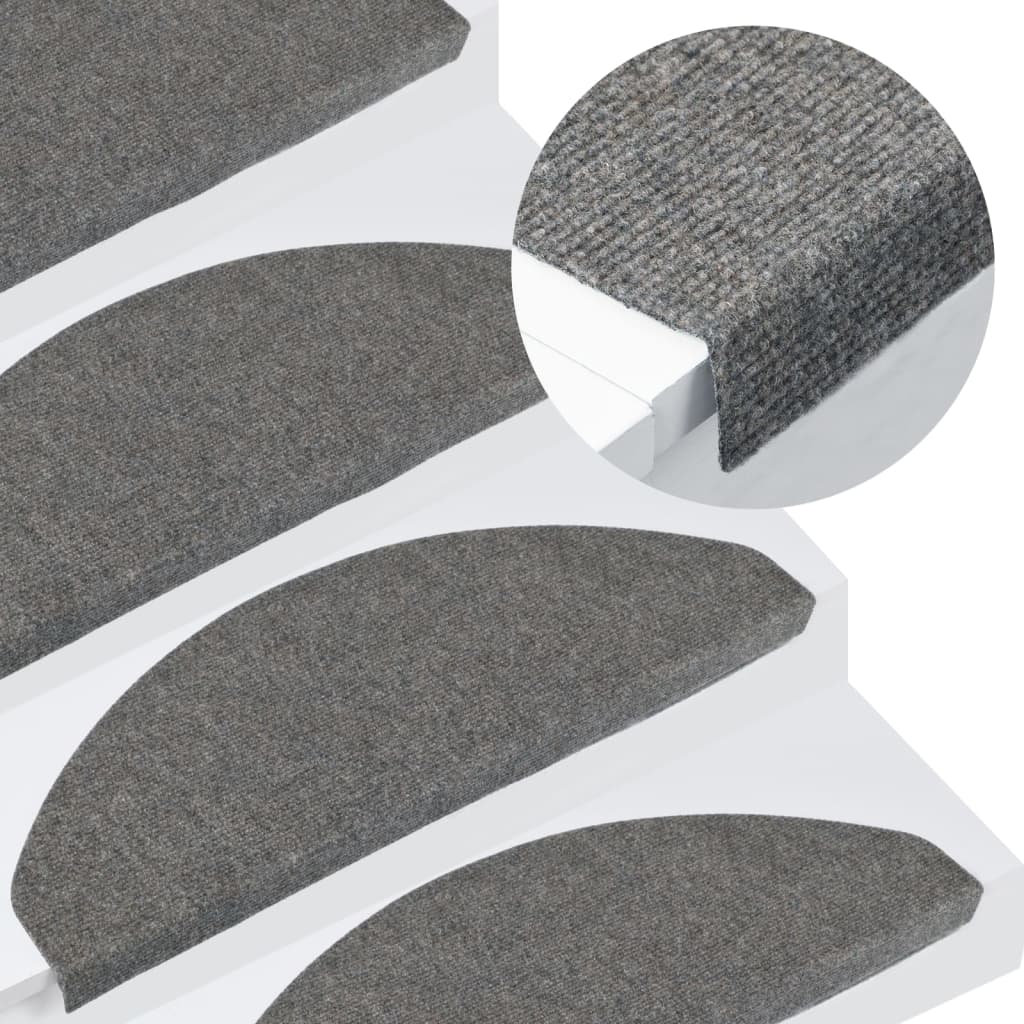 Stair Mats Self-adhesive 15 pcs 65x22.5x3.5 cm Grey - The Home Maker