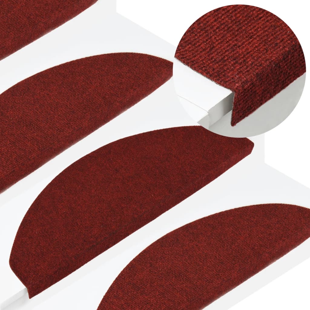 Stair Mats Self-adhesive 15 pcs 65x22.5x3.5 cm Red - All Things Good