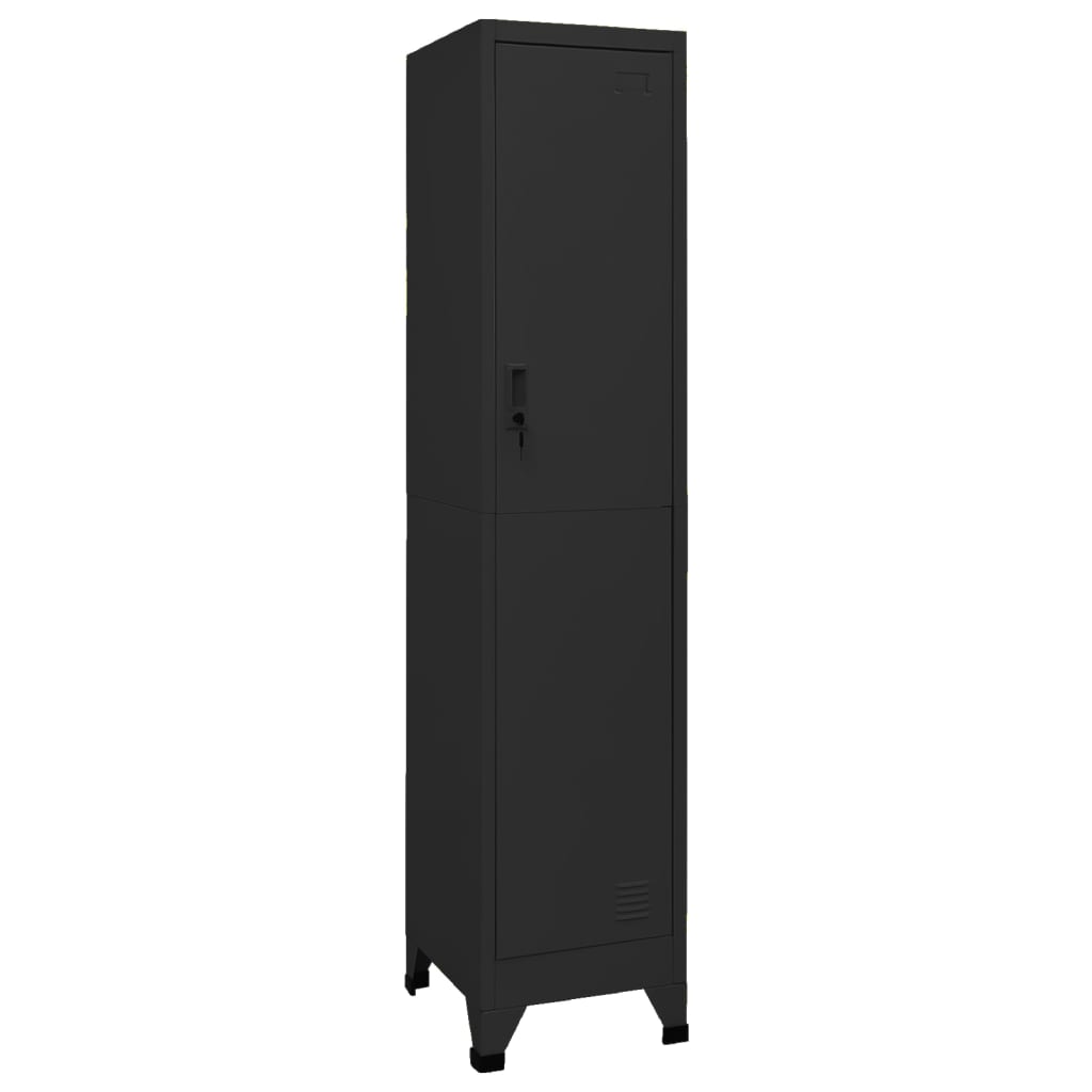 Locker Cabinet Black 38x45x180 cm Steel - All Things Good