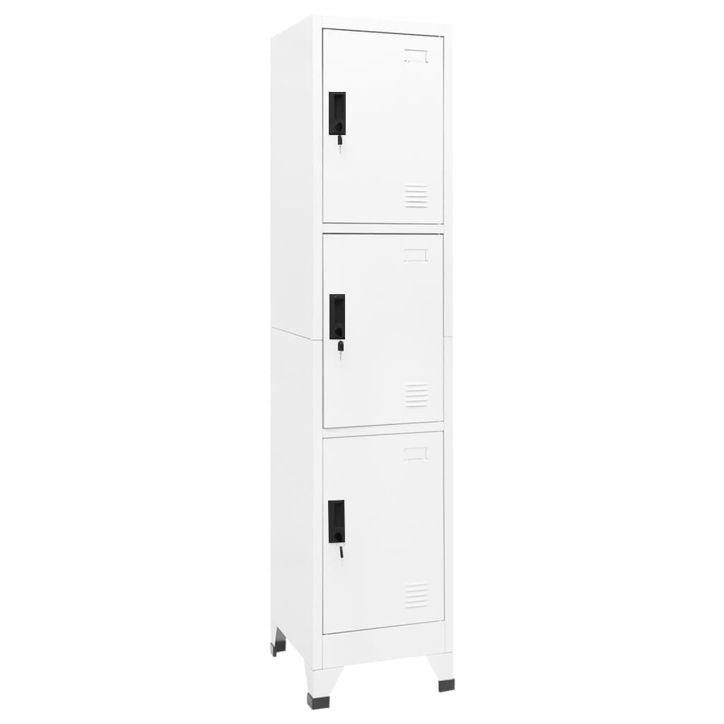 Locker Cabinet White 38x45x180 cm Steel - Discount Dealers