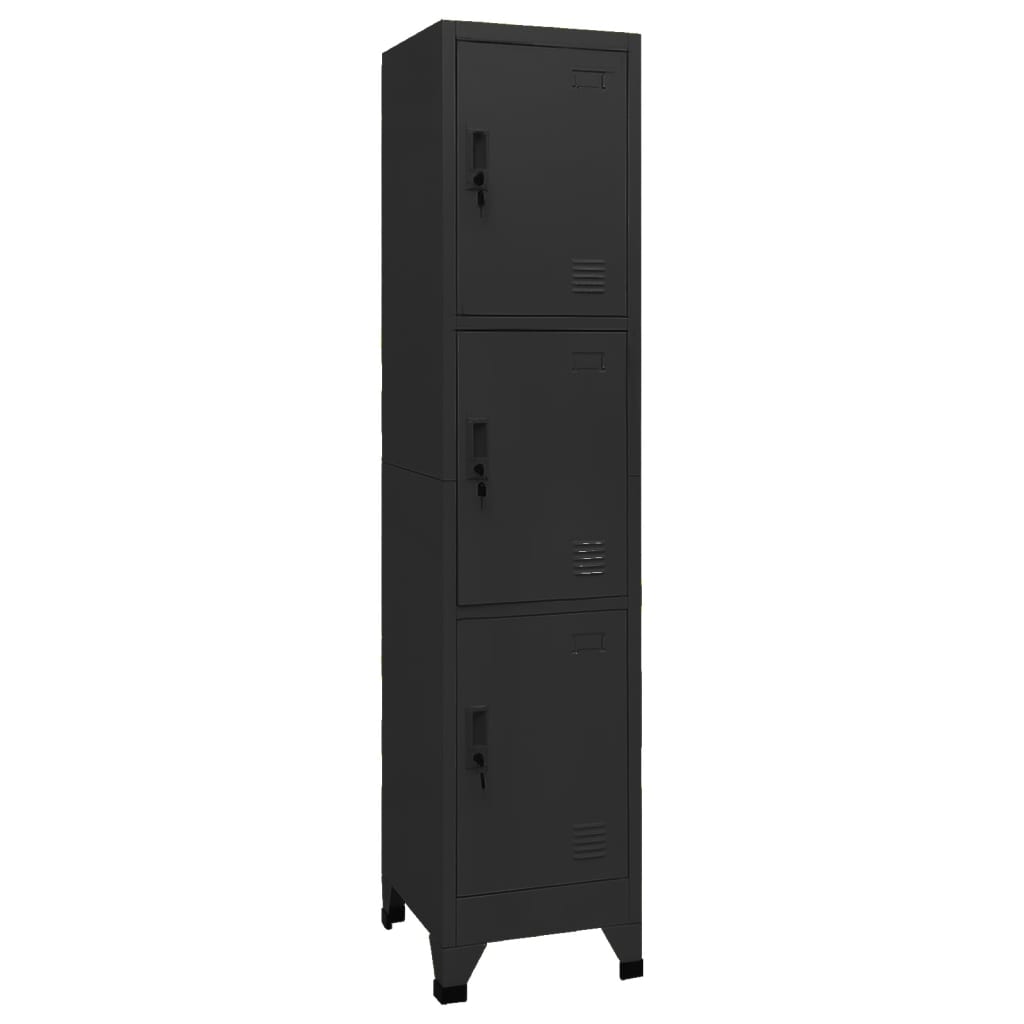 Locker Cabinet Black 38x45x180 cm Steel - Style and Chic