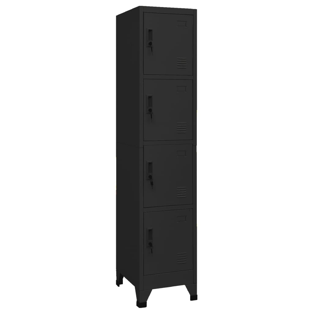 Locker Cabinet Black 38x45x180 cm Steel - Merlin Deals