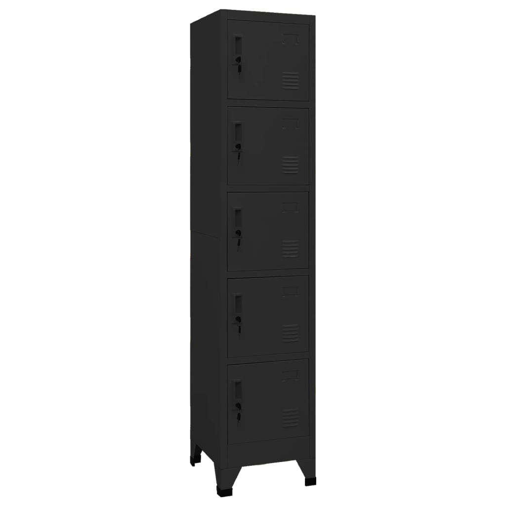 Locker Cabinet Black 38x40x180 cm Steel - Unbeatable Bargains
