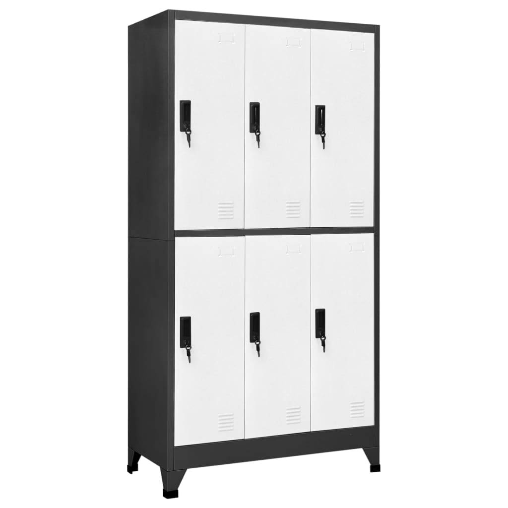 Locker Cabinet Anthracite and White 90x45x180 cm Steel - Merlin Deals