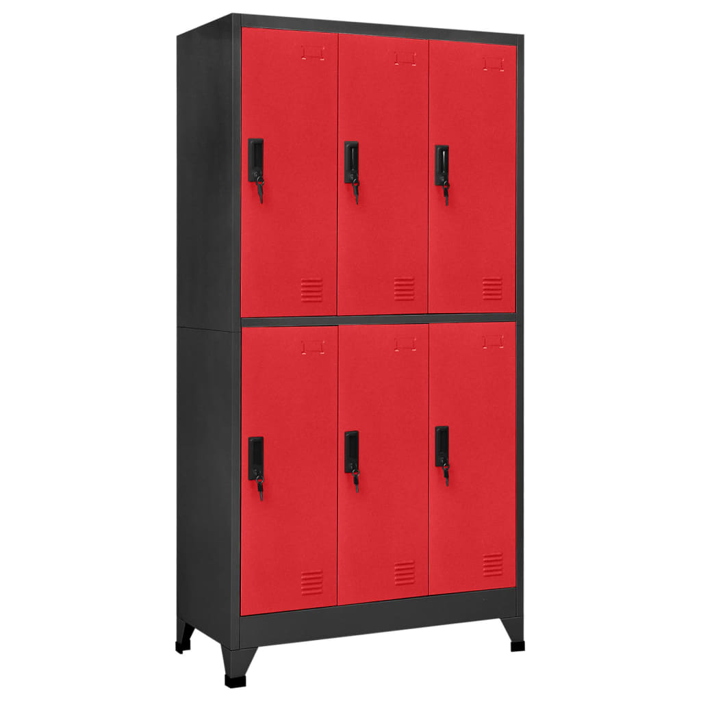 Locker Cabinet Anthracite and Red 90x45x180 cm Steel - The Home Maker