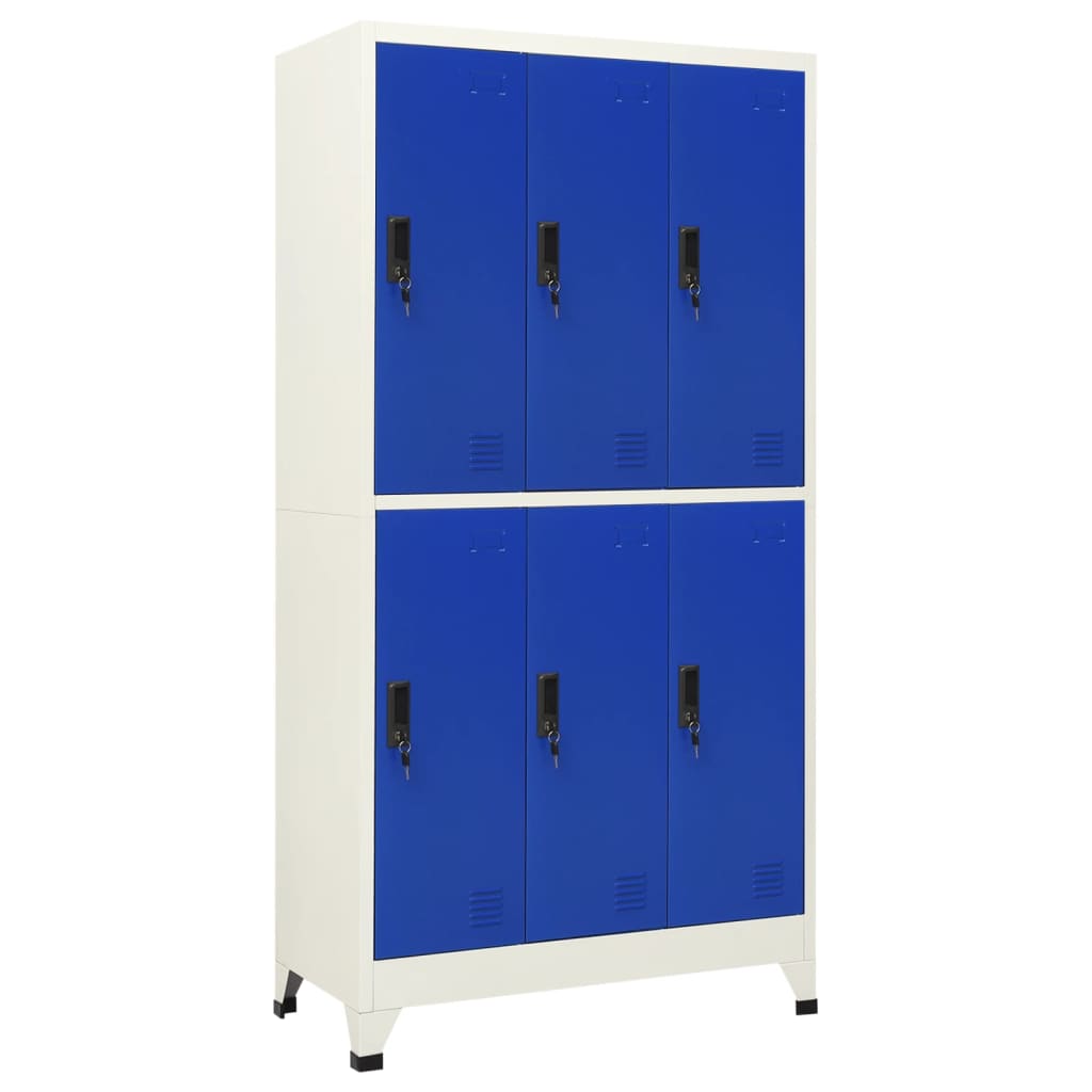 Locker Cabinet Grey and Blue 90x45x180 cm Steel - Merlin Deals