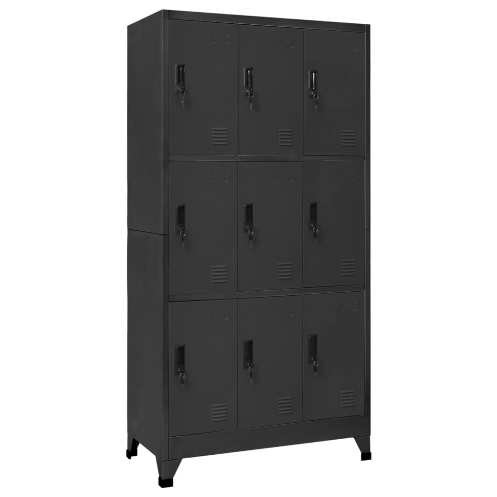 Locker Cabinet Anthracite 90x45x180 cm Steel - Decor Base