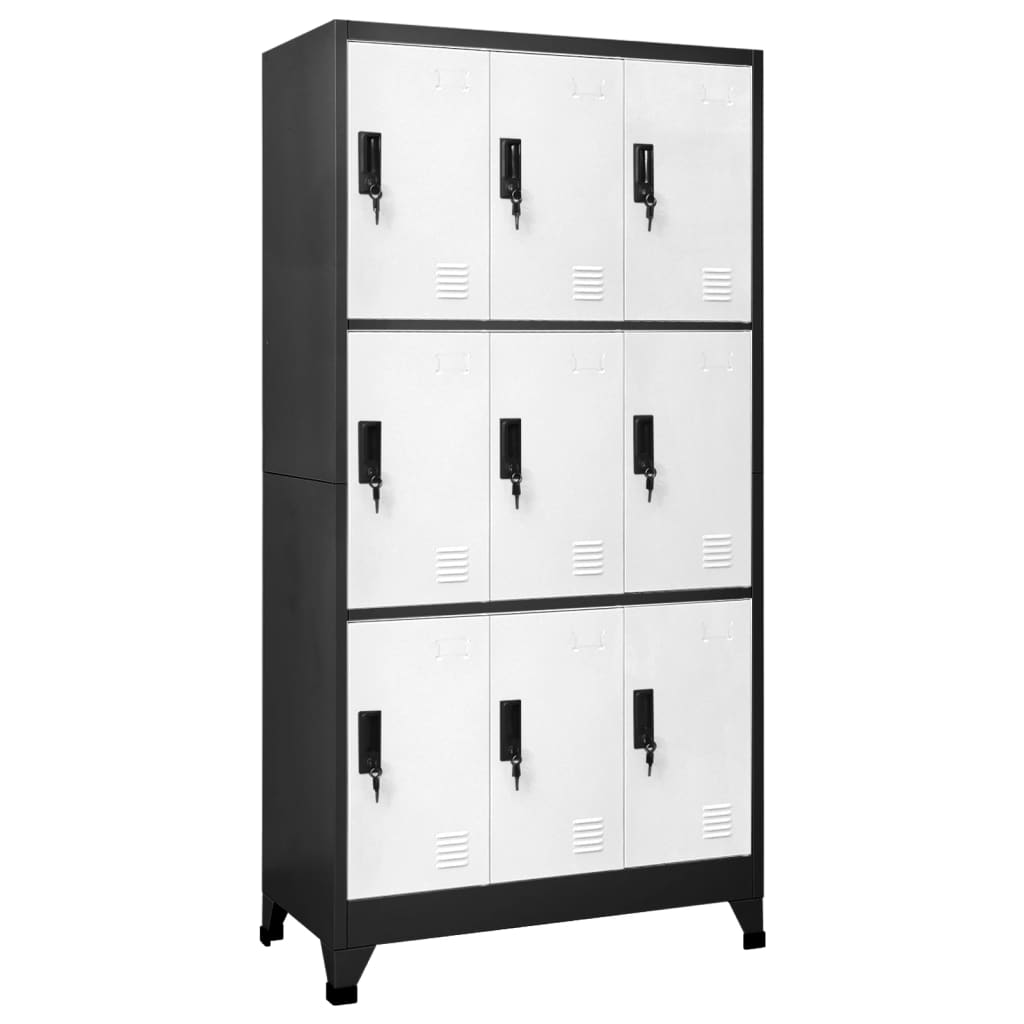 Locker Cabinet Anthracite and White 90x45x180 cm Steel - The Home Maker