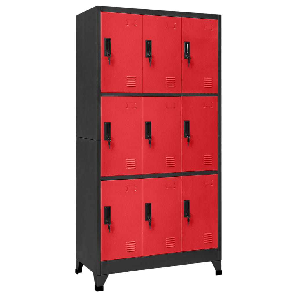 Locker Cabinet Anthracite and Red 90x45x180 cm Steel - Merkel Designers