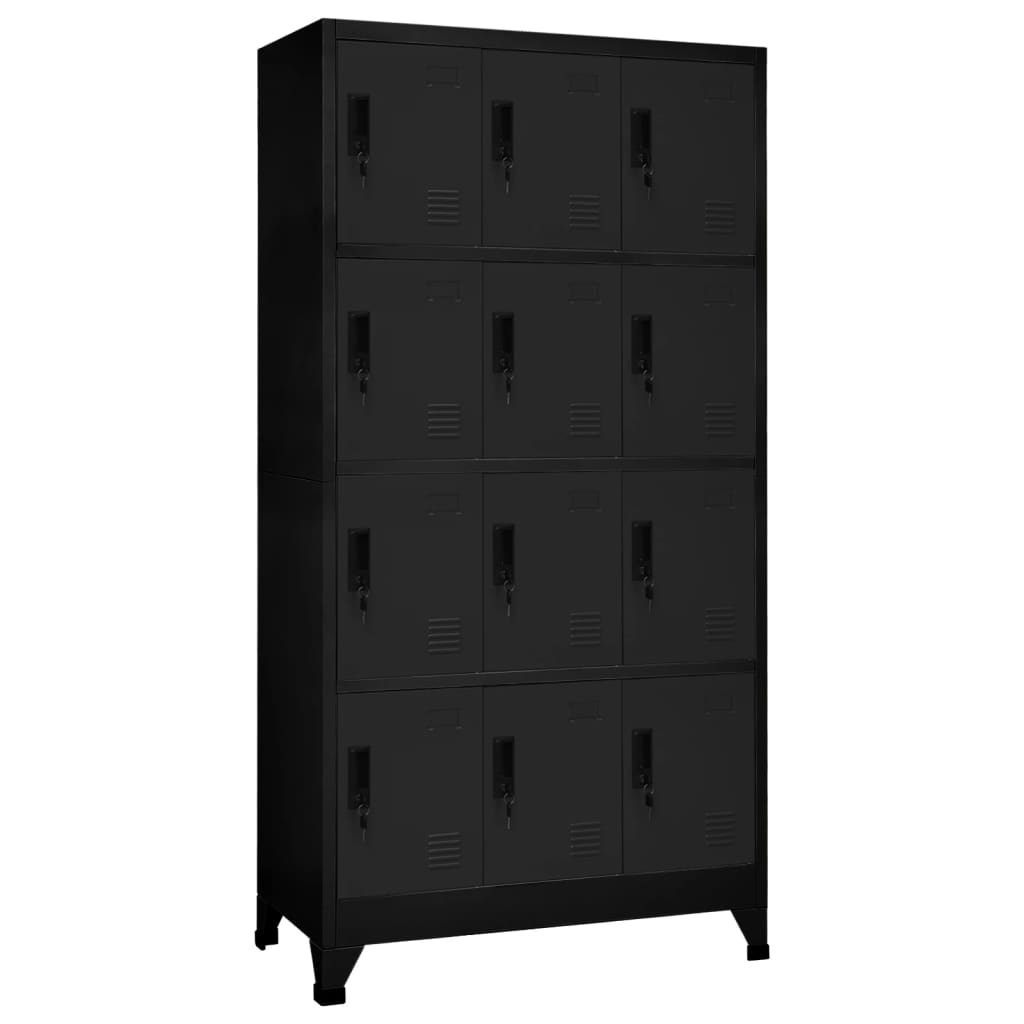 Locker Cabinet Black 90x45x180 cm Steel - Sid & Sam