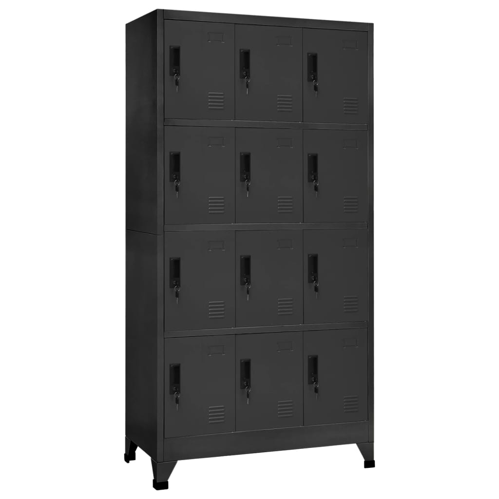 Locker Cabinet Anthracite 90x45x180 cm Steel - Tyrell & Tyrell