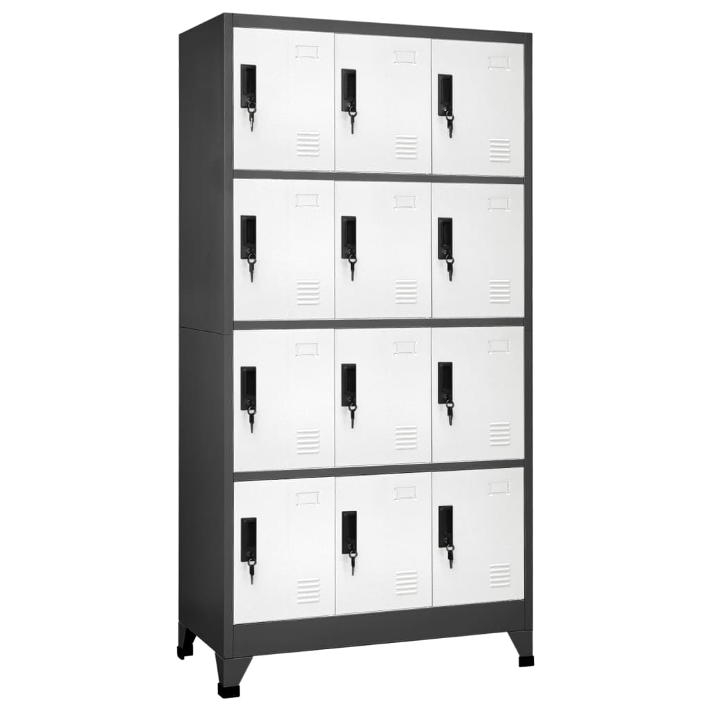 Locker Cabinet Anthracite and White 90x45x180 cm Steel - Sid & Sam