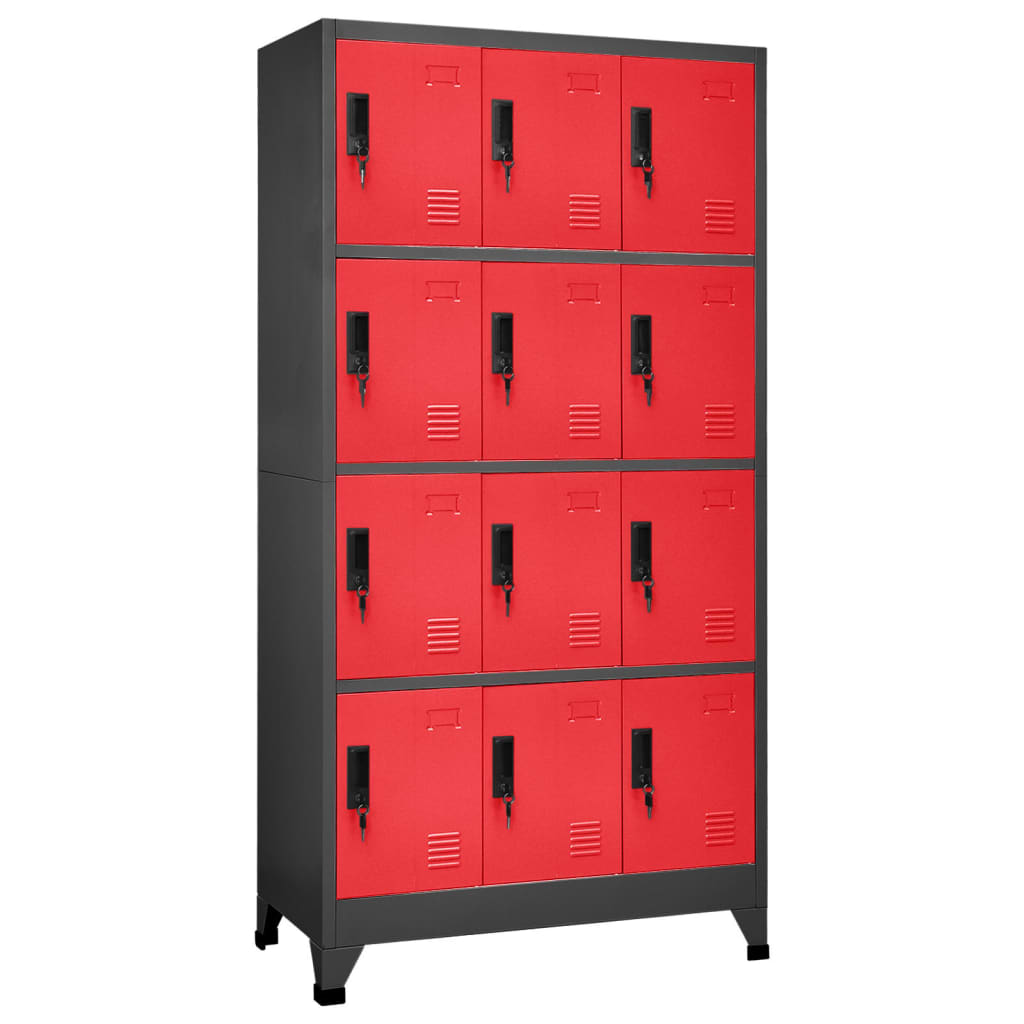 Locker Cabinet Anthracite and Red 90x45x180 cm Steel - Brittle & Co