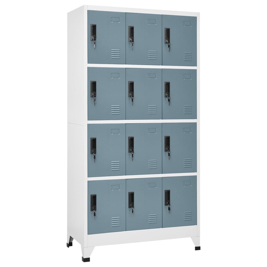Locker Cabinet Light Grey and Dark Grey 90x45x180 cm Steel - Decor Base