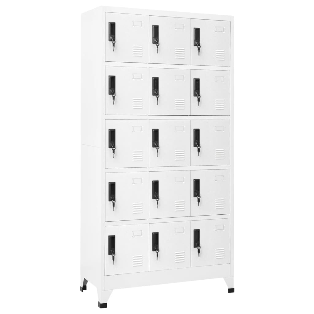 Locker Cabinet White 90x40x180 cm Steel - The Home Maker